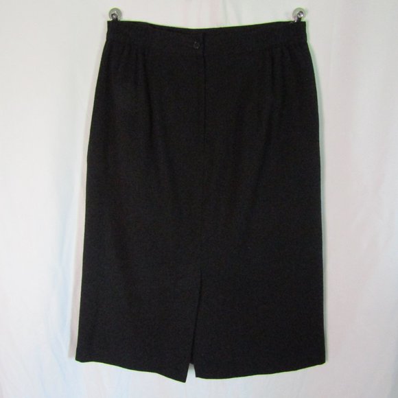 Sag Harbor Black 100% New Wool Double Pleated Waist Skirt Pockets Size 14 - Picture 5 of 8